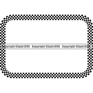 Checkered Flag Rectangle Frame Checker Race Racing Racer Competition Sport Winner Victory Auto Car Motocross Art SVG PNG Clipart Vector Cut