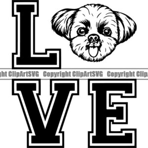 Shih Tzu #24 Love Dog Race K-9 Toy Group Lap Animal Pet Hound Chiot Pedigree Hound Logo. SVG. Fichier PNG vectoriel Clipart Cricut coupe coupe