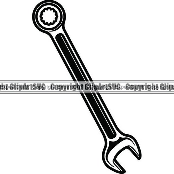 Wrench Spanner Pull Hole Metal Heavy Mechanical Grip Bolt Nut Open Ended Ring Adjustable Repair .SVG .PNG Clipart Vector Cricut Cut Cutting