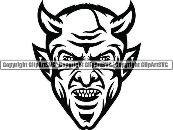 Devil 1 Evil Satan Demon Horn Hell Mascot Head Face Cartoon College High  School Team Sport Logo .SVG .PNG Clipart Vector Cricut Cut Cutting - Etsy