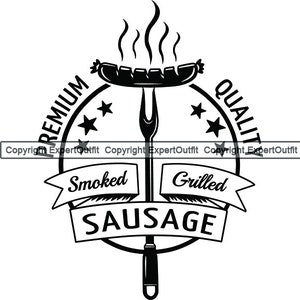 Geräucherte Wurst Schwein Schweinebauernhof Schwein Grill Grillen Fleisch Grillen Kochen Cook Out Chef Food Logo .SVG .PNG Vektor Clipart Cricut Schneiden Schneiden