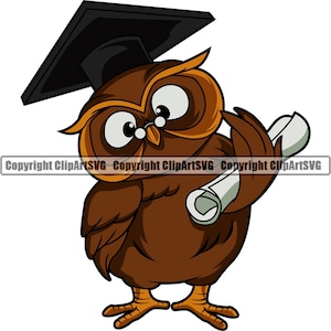 Eule Abschlussmütze Quaste High School College Diplom Abschluss System Graduierten Lehrer niedlich Design Logo SVG PNG Vektor Clipart geschnitten Datei