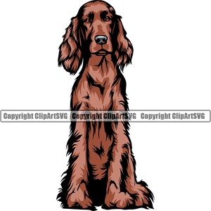 Irish Setter Dog Breed Sit Sitting Puppy Pup Pet Art Cocker Spaniel Welsh English Springer Spaniel Logo SVG PNG Clipart Vector Cut Cutting