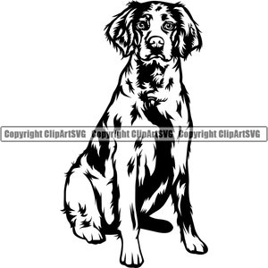 Brittany Spaniel Dog Sit Sitting Breed Happy Paw Puppy Pup Pet Art English Springer Setter Pointer Logo SVG PNG Clipart Vector Cut Cutting
