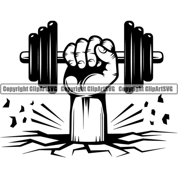 Bodybuilding Logo 82 Hand Holding Dumbbell Weight Plate Bar Etsy