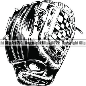 Baseball Glove #5 Leather Ball Sports League Equipment Team Game Field Logo .SVG .EPS .PNG Instant Digital Clipart Vector Cricut Cut Cutting