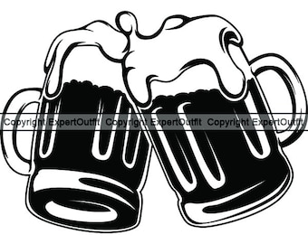 Jarra de cerveza #10 Saludos Celebrar Beber Vaso Stein Bar Suds Espuma Pub Bebida Alcohol Ale Logotipo frío .SVG .PNG Clipart Vector Cricut Corte Corte