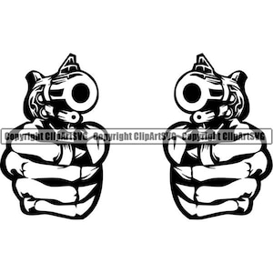 Grim Reaper #13 crâne mort pistolet tirer mal tuer tueur sinistre horreur enfer tatouage squelette OS Logo.SVG. PNG vecteur Clipart Cricut coupe coupe