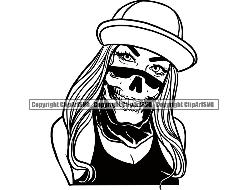 Download Gangster Girl Skull Bandanna Mask Sexy Woman Female Face Head | Etsy