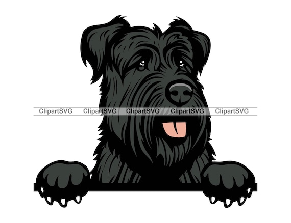 Bouvier Des Flandres Smiling Peeking Dog Cute Puppy Face Canine Pet  Portrait Paw Print Cartoon Drawing Art Logo Tattoo Design SVG PNG Cut