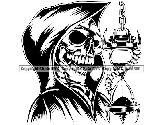 3D Grim Reaper Death With Hourglass Tattoo Design By Lapis LAzuri