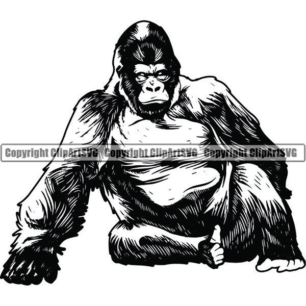 Gorilla Ape #11 Monkey Wild Animal Wildlife Jungle Cartoon Primate Zoo Team Sport Mascot Logo .SVG .PNG Clipart Vector Cricut Cut Cutting