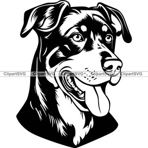 Beauceron Smiling Dog Head Cute Puppy Face Canine Breed Animal Pet Portrait Print Cartoon Drawing Art Logo Tattoo Design SVG PNG Cut Cutting