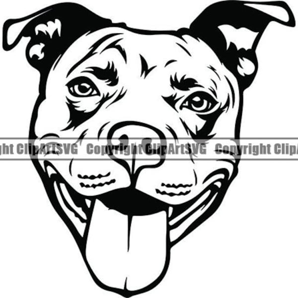 American Pit Bull #38 Happy Smiling Dog Paw Puppy Pet Terrier Breed Canine Purebred Pedigree Logo.SVG .PNG Clipart Vector Cricut Cut Cutting