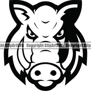 Jabalí Cerdo #1b Cabeza Cara Animal Enojado Dibujos animados Universidad Escuela Secundaria Equipo Deporte Mascota Diseño Logotipo .SVG .PNG Clipart Vector Cricut Corte Corte