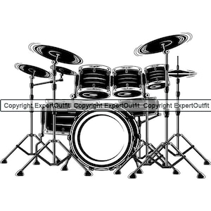 Drum Set #2 Drums Drummer Musical Instrument Rock Music Band .SVG .EPS Instant Digital Clipart Vector Cricut Cutting Download Printable File