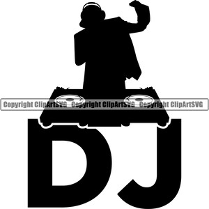 DJ Disc Jockey Musik Plattenspieler Plattenspieler Mixer Album Vinyl Club Sound Silhouette Design Art Logo SVG PNG Vektor Clipart Schnitt Schneidedatei