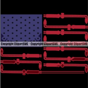 May include: A red, white, and blue American flag design with welding torches forming the stripes. The flag has 13 stripes and 50 stars. The text "Copyright ClipartSVG" appears at the bottom of the image.
