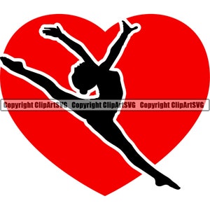 Danseur de ballet coeur amour ballerine chaussures musique danse danse danseur grâce exercice saut Pose classe jouer Art Logo SVG PNG Clipart vecteur coupe