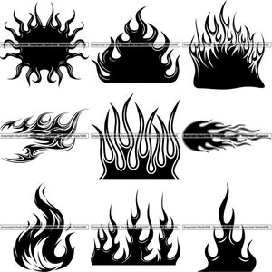 BUNDEL Vuur Vlam Burn Blaze Laaiende hete hitte Gas Gevaar Flare Hell Warm Logo Design Concept Art. SVG. PNG Clipart Vector Cricut Cut Cutting