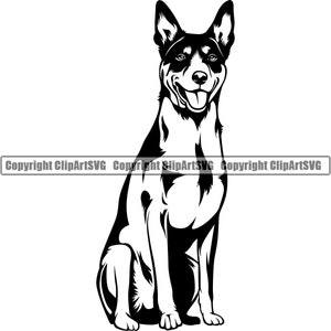 Kelpie Dog Sit Sitting Ras Happy Paw Puppy Pup Pet Clip Art K-9 Herder Australian Cattle Logo SVG PNG Clipart Vector Cricut Cut Cutting