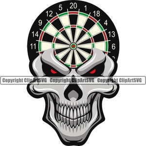 Dardos Dartboard Crânio Esqueleto Jogador Jogar Sports Bar Jogo Silhueta Design Logo SVG PNG JPG Eps Vector Clipart Cricut Cut Cutting File