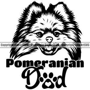 Pomeranian Dad Dog Breed Father  Owner Love Puppy Paw Pup Pet K-9 Art Design Element Logo SVG PNG JPG Clipart Vector Cricut Cut Cutting File