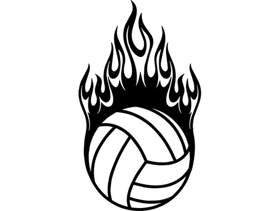 volleyball ball 12 fire flame court player sport team sport etsy