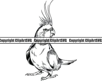 Cockatiel #1 Pet Bird Wildlife Parrot Topical Domestic Parrot Beak Feathers Parakeet Perch Logo .SVG .PNG Clipart Vector Cricut Cut Cutting