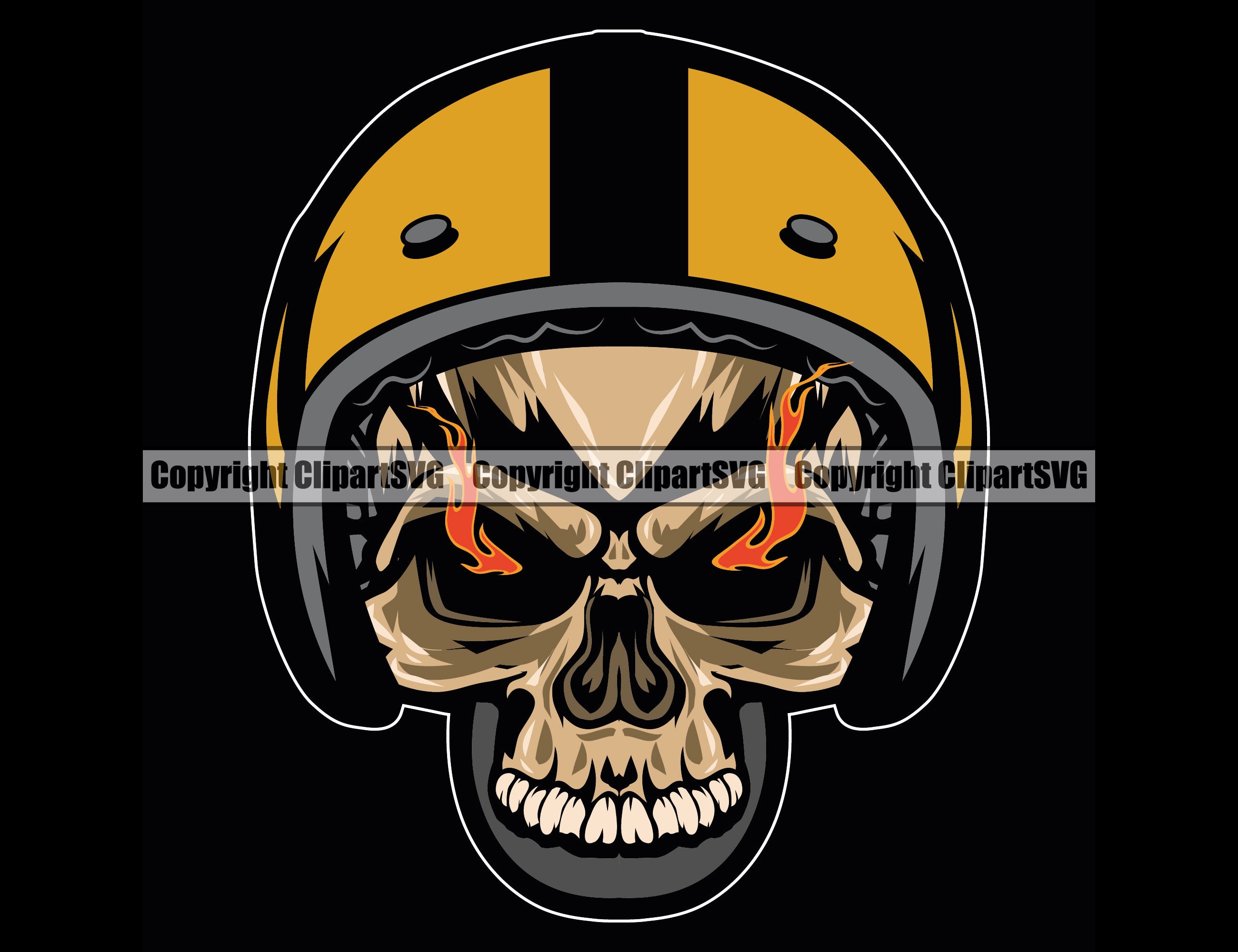 Motorcycle Skull Skeleton Racing Helmet Fire Flames Eyes Bike Etsy