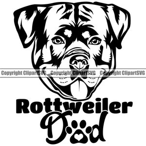Rottweiler Dad Dog Breed Father  Owner Love Puppy Paw Pup Pet K-9 Art Design Element Logo SVG PNG JPG Clipart Vector Cricut Cut Cutting File