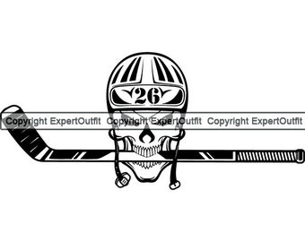 Sport Hockey Helmet Facemask Chinstrap Skull Skeleton Mask Headgear Game Equipment Gear Logo .SVG .PNG Clipart Vector Cricut Cut Cutting