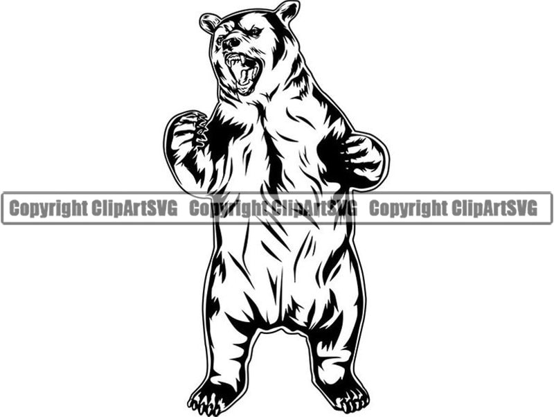 grizzly bear standing clipart