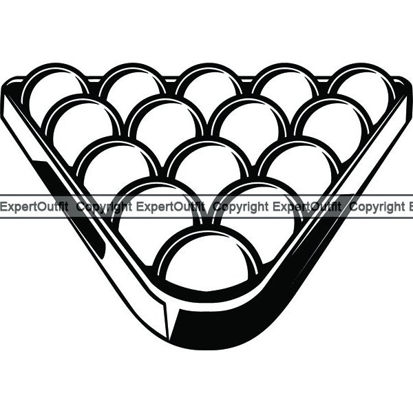 Billiards Rack Snooker Pool 9-Ball Sports Cue Ball Set Setting Triangle Break 8-ball Straight .SVG .PNG Clipart Vector Cut Cutting Cricut