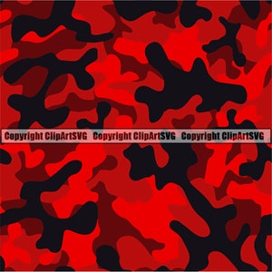 May include: Red and black camouflage pattern. Copyright ClipArtSVG.