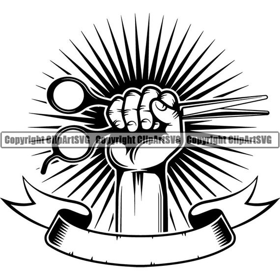 Hairstylist Logo 19 Hand Holding Scissors Comb Salon Barber Etsy