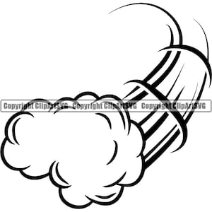 Op de afbeelding: Zwart-witte illustratie van een gestileerde wolk met een bewegingsstreep erachter.