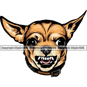 Chihuahua Mean Face Growling Dog Breed Pedigree Puppy Pup Animal Pet Color Design Mexico Mexican Art Logo PNG SVG Clipart Vector Cut File