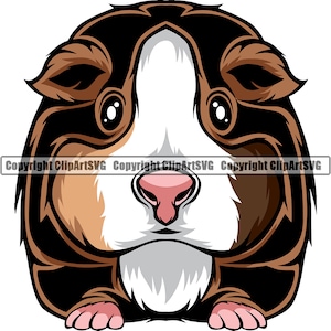 Cochon d'Inde animal de compagnie rongeur Design mignon moelleux Cage domestique mammifère pattes moustaches ferme Hamster couleur Logo SVG PNG Clipart vecteur fichier de coupe Cricut