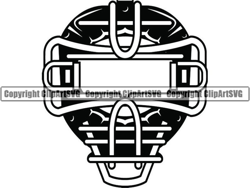 Catchers Mask #1 Baseball Helmet Face Shield Cap Sports League Player  Equipment Game Supply Logo .SVG .PNG Clipart Vector Cricut Cut Cutting
