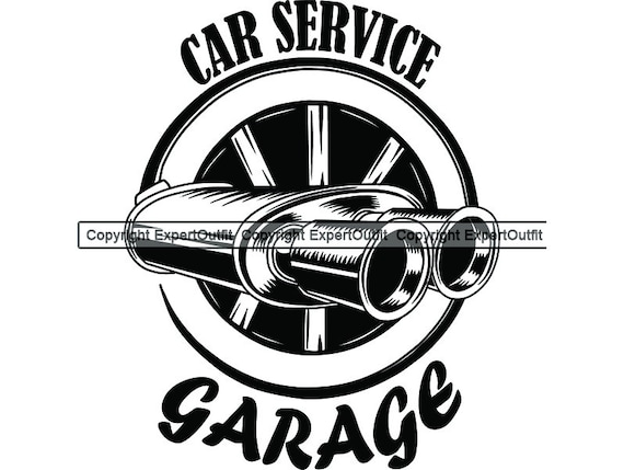 Mechanic Logo Muffler Tire Power Motorcycle Car Service Bike Biker Service  Repair Shop Garage Sign .SVG .PNG Clipart Vector Cut Cutting File