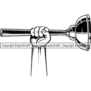 Hand Holding Loodgieter Plunger Moersleutel Reparatie Fix Service Toilet Gereedschap Pijp Loodgieter Werk Werknemer Logo SVG PNG Vector Clipart Knippen Snijden Bestand