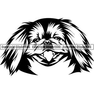 Pekinees hondenras Happy Head Face Stamboom Canine Rasechte huisdier Pommeren Papillon Bichon Frise Logo SVG PNG Clipart Vector Knippen