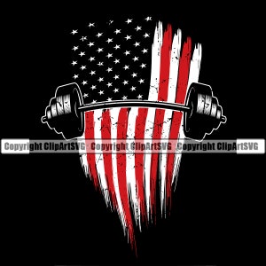Barbell USA US Flag Fitness Bodybuilding Bar Weightlifting Workout Working Out Gym Weight Training Design Logo SVG Png Clipart Vector Cut
