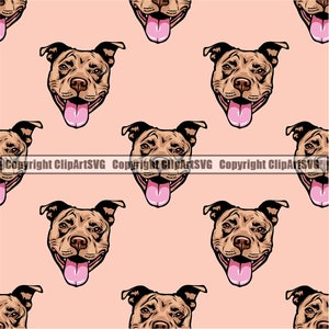 American Pit Bull Seamless Pattern Dog Paw Puppy Pet Terrier Breed K-9 Canine Design Element Logo .SVG .PNG Clipart Vector Cricut Cut File