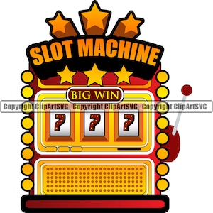 Jackpot Slot Machine Lucky 777 Casino Bet Money Chip Win Risk Play Win Winner Sign Vegas Spin Game Design Logo SVG PNG Vector Clipart Cut