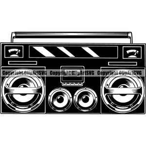 Radio Boombox Vintage Retro Cassette Tape Player Recorder Muziekapparatuur Hip Hop Rap Retro Logo. SVG. PNG Vector Clipart Cricut Cut Cutting