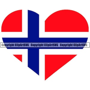 Bandeira em formato de coração da Noruega Norueguês Escandinavo Viking País Mundo Nacional Nação Amor Logo Art .JPG .PNG Clip Art Design Arquivo gráfico