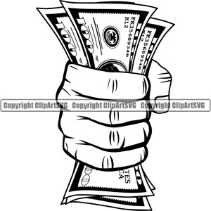 Hand Halten Geld Stapel Papier Bargeld 100 Dollar Scheine Währung Geschäft Werbung Design Element Reiches Design Logo SVG PNG Vektor Clipart Cut