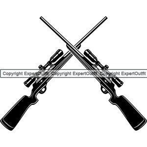 Caza deportiva Rifle Alcance Caza Cazador Arma de fuego Juego Disparo Juego Perno Acción Matar Logotipo .SVG .PNG Clipart Vector Cricut Corte Corte